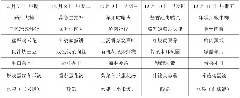 五里校區(qū)菜單